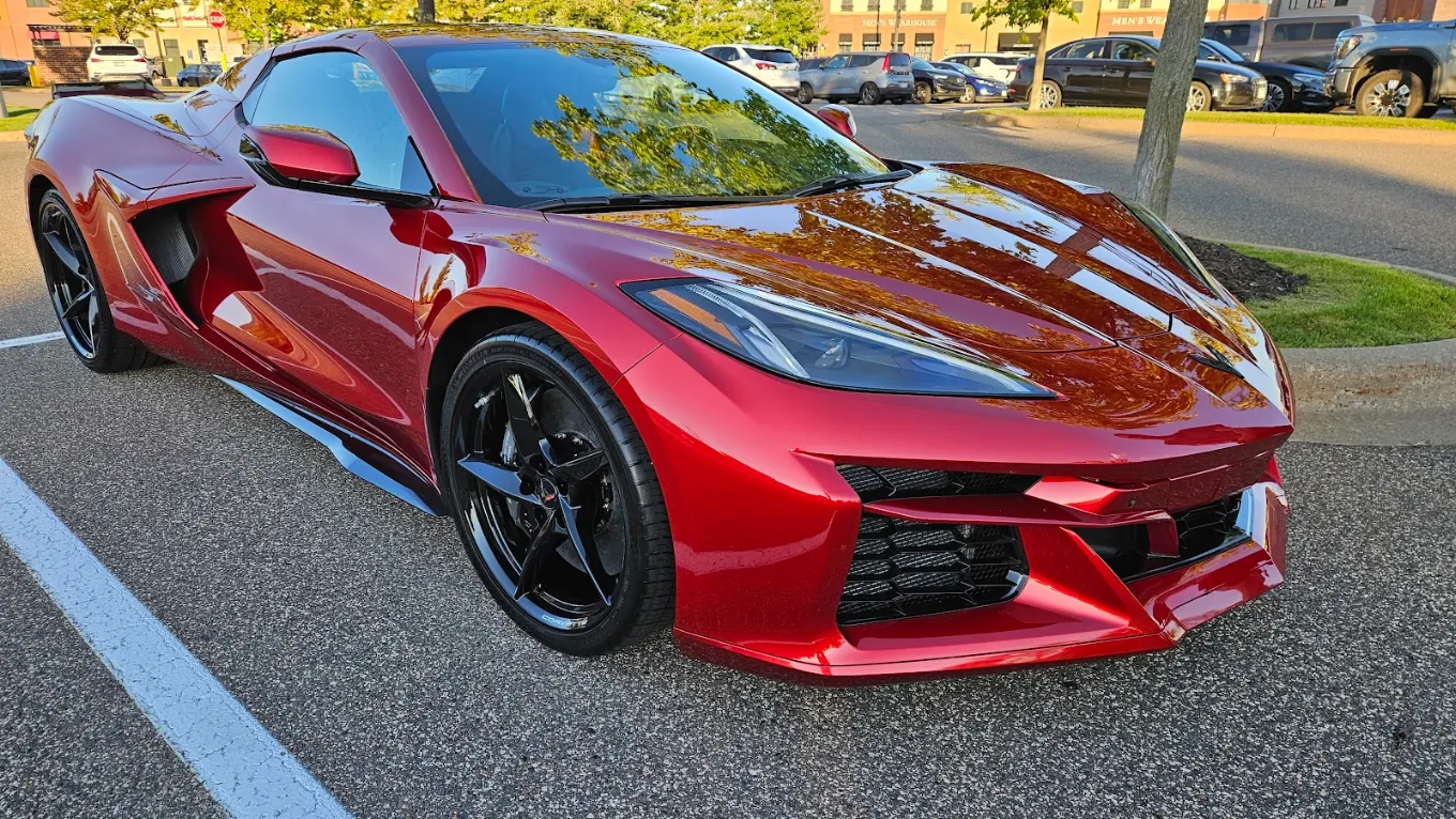 Red Corvette with a gloss protected finish